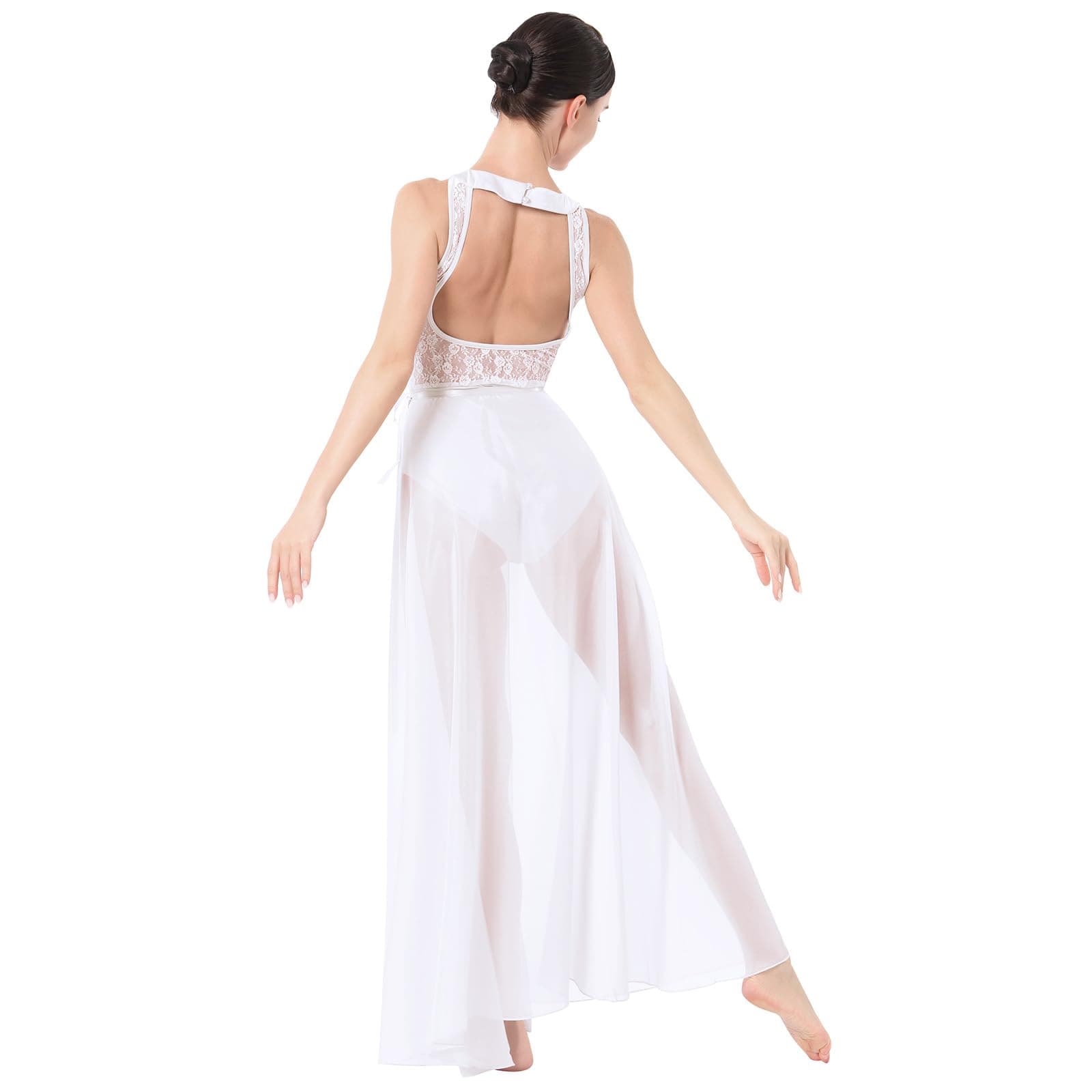 IBAKOM Women's Lyrical Dance Two Piece Sleeveless Leotard and Skirt