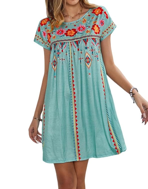 Bohemian Embroidered Dress for Women