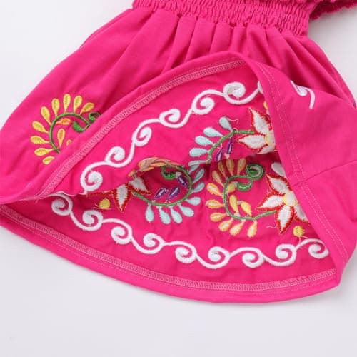Mexican Folklorico Dress for Girls with Floral Embroidery