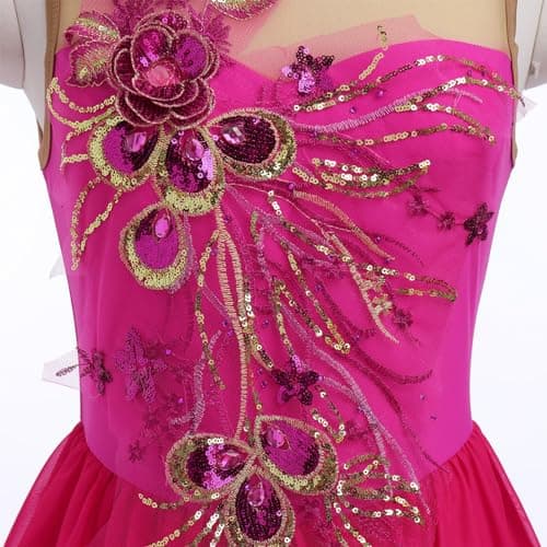 ODASDO Women's Ice Skating Ballet Dance Leotard with Sequin Embroidery