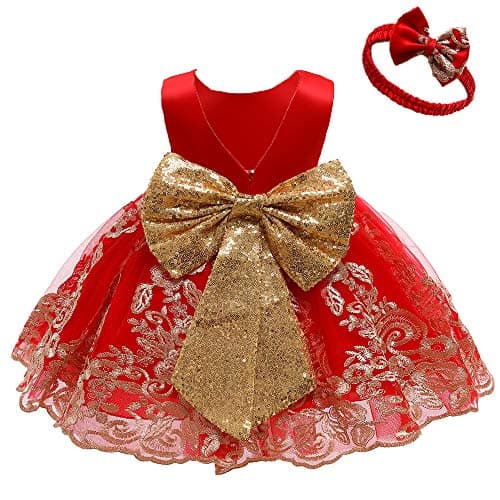 CMMCHAAH 0-6 Yr Girls Formal Lace Embroidery Pageant Dress with Headwear
