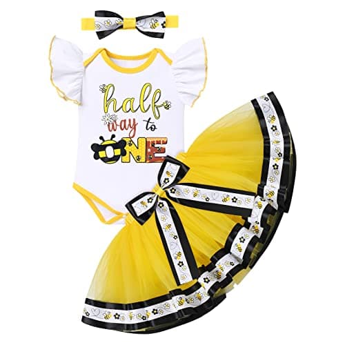 Baby Girl Unicorn Bee Theme Birthday Party Outfit
