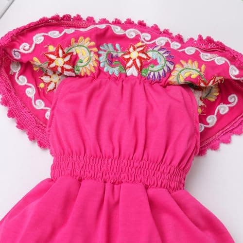 Mexican Folklorico Dress for Girls with Floral Embroidery