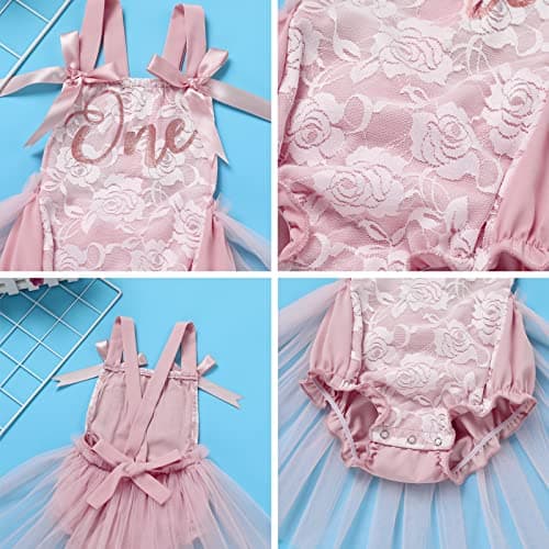 Lace Romper Tutu Dress Set for Baby Girl's First Birthday Cake Smash