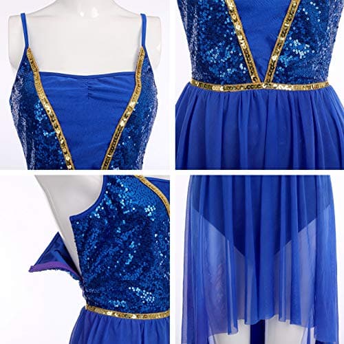 Shiny Sequins Spaghetti Strap High Low Dance Dress for Women