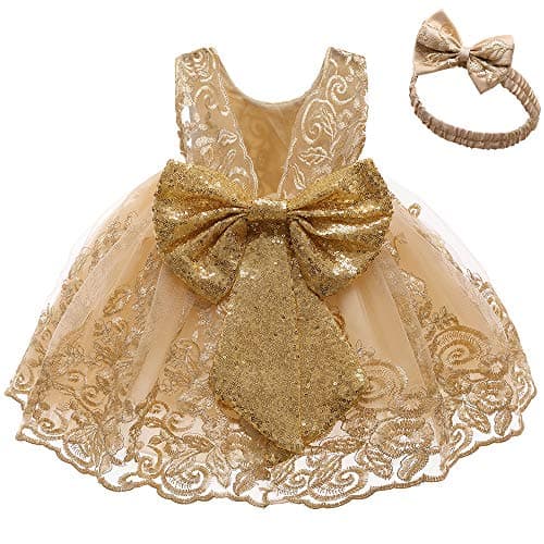 CMMCHAAH 0-6 Yr Girls Formal Lace Embroidery Pageant Dress with Headwear