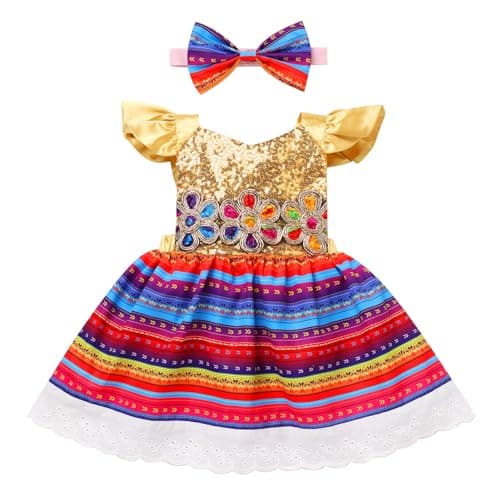 Mexican Dress Set for Baby Girls 3-24 Months Cinco De Mayo Ethnic Wear