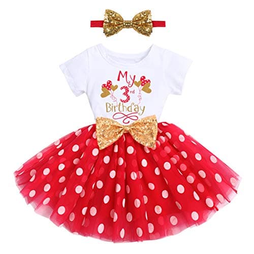 ODASDO Baby Girl 1st/2nd/3rd Birthday Princess Tulle Dress with Headband