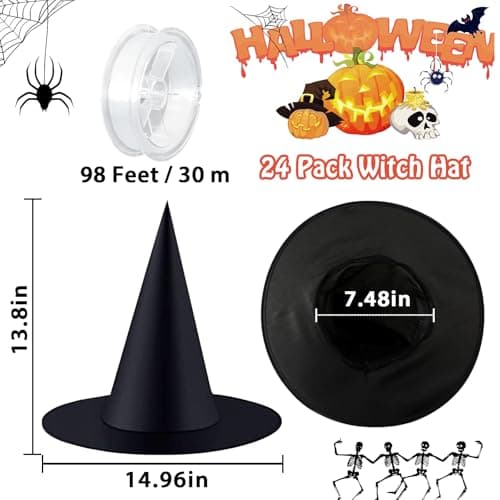 Hanging Witch Hats with 98Ft Fishing Line for Halloween Decor