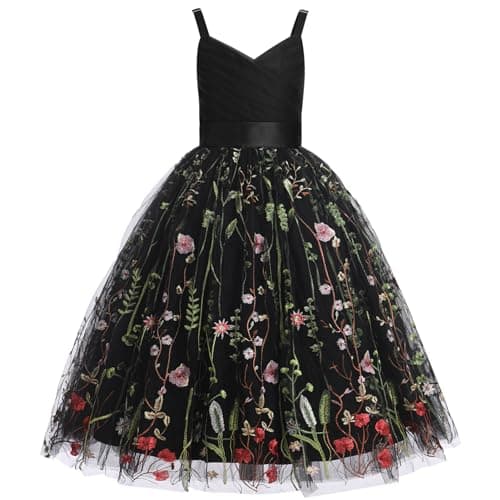 Flower Girls Spaghetti Strap Tulle Maxi Dress