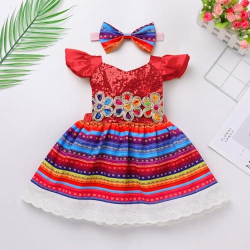 Mexican Dress Set for Baby Girls 3-24 Months Cinco De Mayo Ethnic Wear