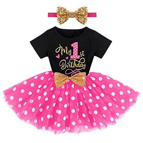 ODASDO Baby Girl 1st/2nd/3rd Birthday Princess Tulle Dress with Headband