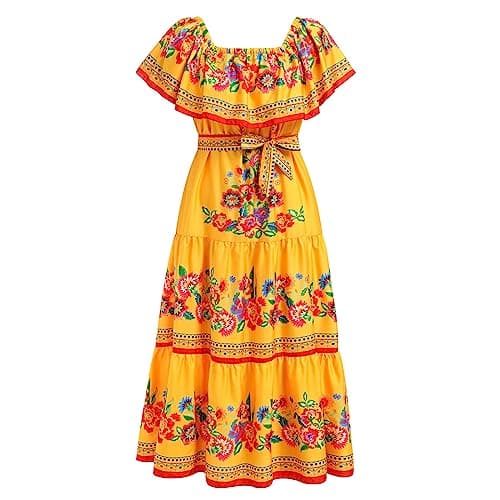 Summer Floral Print Off Shoulder Maxi Dress for Women by IMEKIS