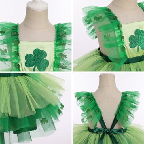 ODASDO Baby Girl Easter/St. Patrick's Day Party Tutu Dress & Bowknot Headband Set