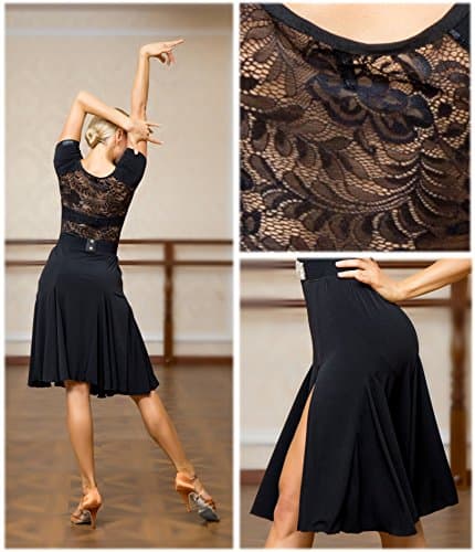 SCGGINTTANZ Superstar Series G3044 Latin Ballroom Dance Professional Lace Sides Split Swing Dress