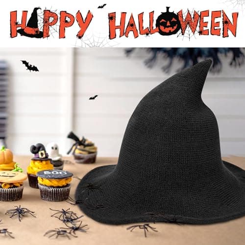 Edoneery Women's Wide Brim Foldable Halloween Witch Hat