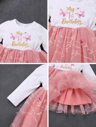 ODASDO Baby Girls First Birthday Cotton Tutu Dress with Bowknot Headband Set