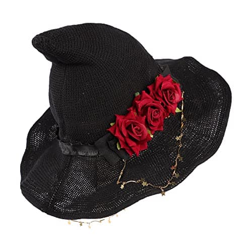 Beisto Halloween Witch Hat with Big Rose BowCosplay Party Ornament