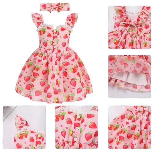 Toddler Girls Summer Printed Dress with Headband 2pc Set