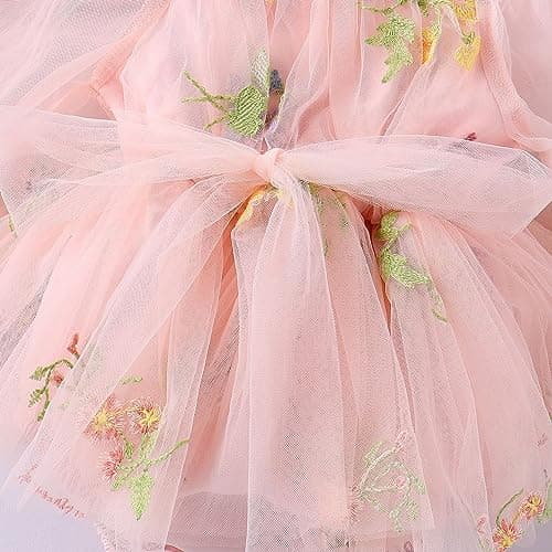 Newborn Baby Girl Flower Embroidery Tutu Princess Bodysuit