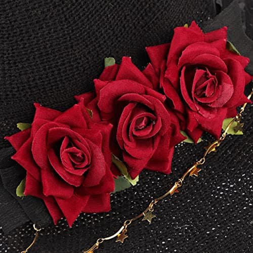 Beisto Halloween Witch Hat with Big Rose BowCosplay Party Ornament