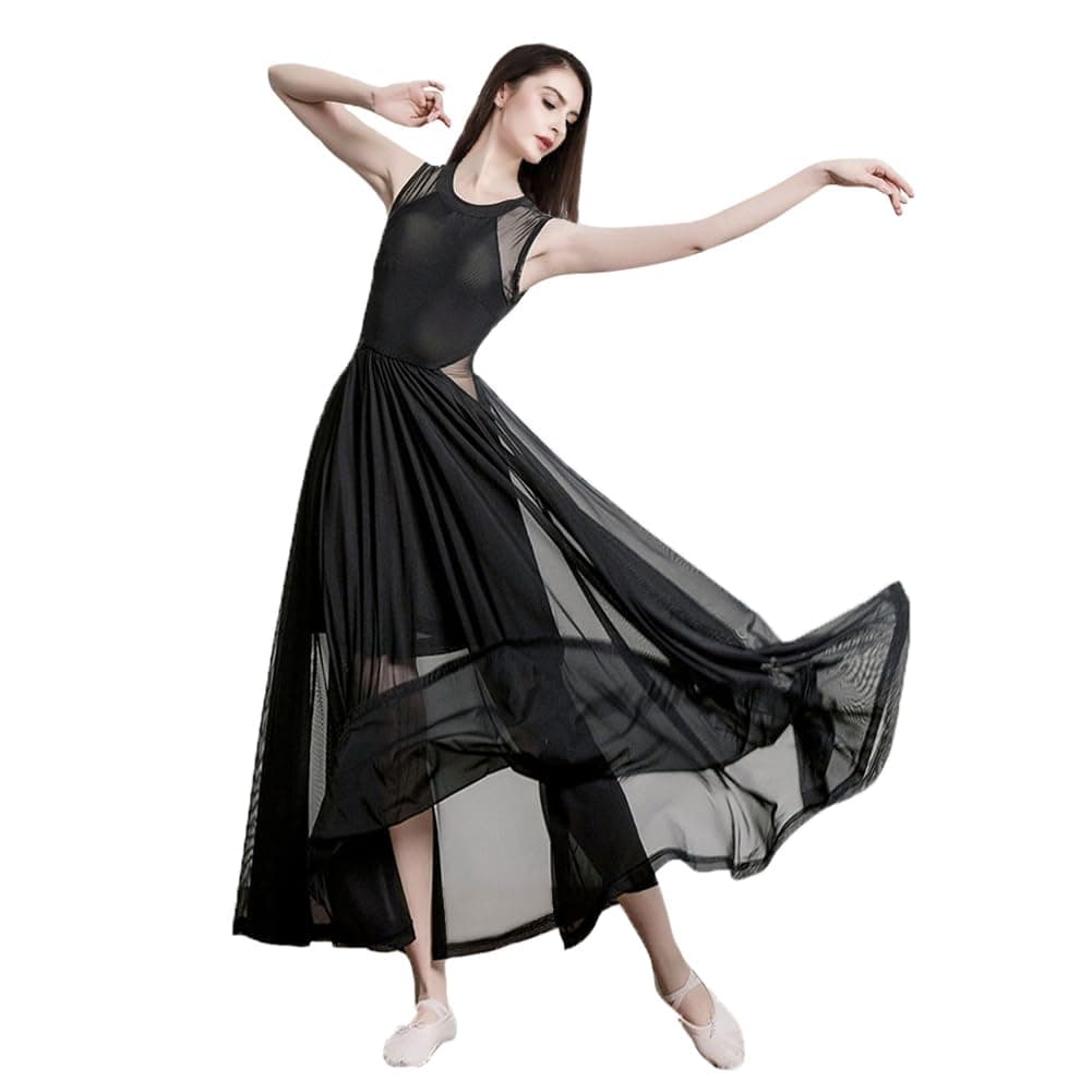 ROYAL SMEELA Women's Modern Lyrical Dance Maxi Dress Sleeveless Tulle Skirt