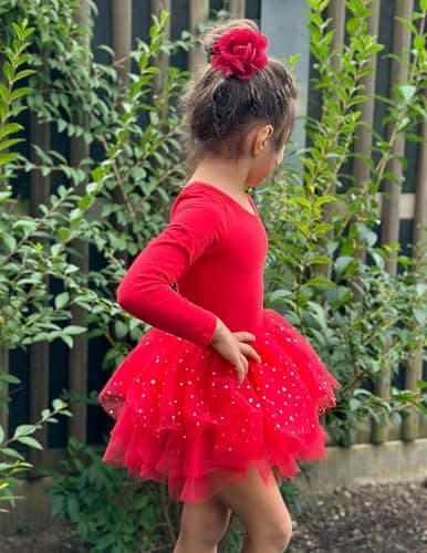 Zaclotre Girls 4-Layer Tiered Long Sleeve Dance Tutu Dresses