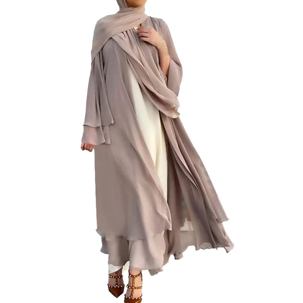 OBEEII Women Muslim Chiffon Maxi Dress