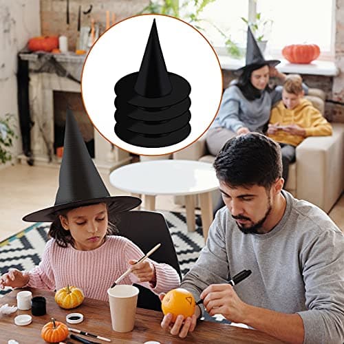 KINBOM 5pcs Plain Black Small Size Halloween Witch Hats