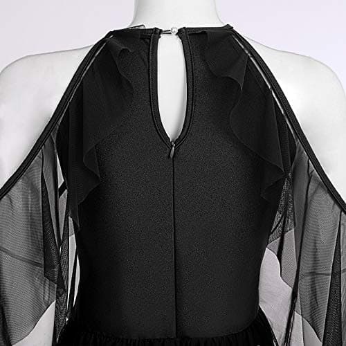 Lyrical Dance Costume for Women: Shiny Cross-Strap Mesh Tulle Dress