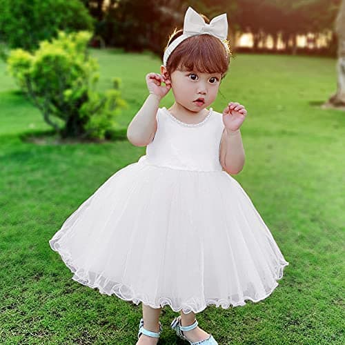 Baby Girls Ruffle Lace Backless Dress with Headwear