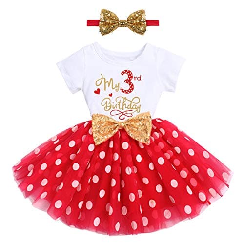 ODASDO Baby Girl 1st/2nd/3rd Birthday Princess Tulle Dress with Headband