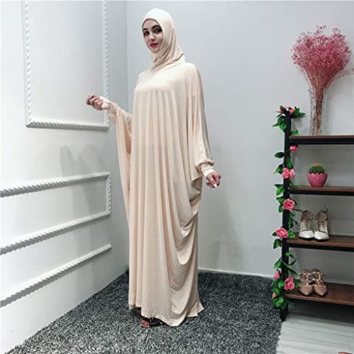 Alilyol Women's Solid Color Muslim Pray Dress Abaya Kaftan with Hijab