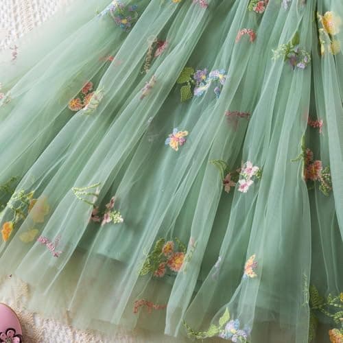 NNJXD Casual Flower Embroidery Tulle Dress for Baby Girls