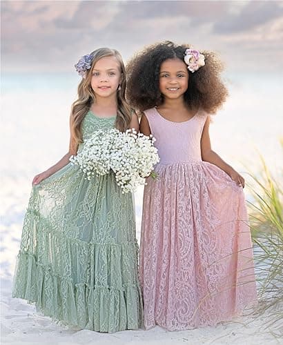Lace Boho Toddler Girl Dresses for Wedding, Garden Party, Holiday, Communion