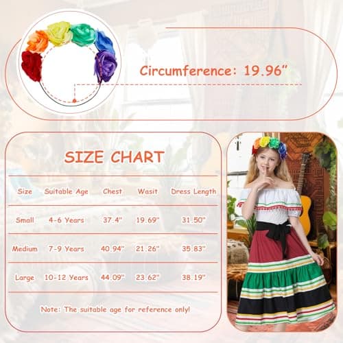 Mexican Girls Dress Cinco de Mayo Off-Shoulder Flower Dance