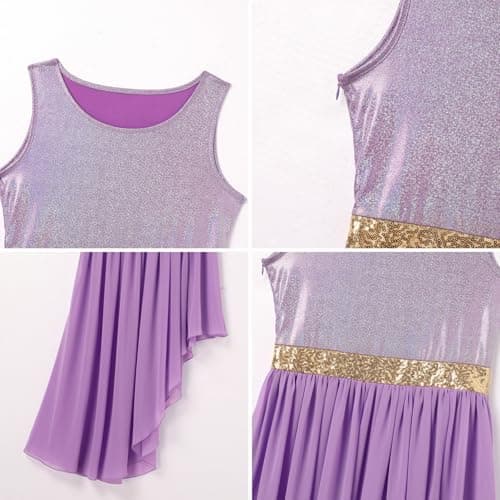 IBAKOM Women's Metallic Lyrical Dance Dress with Tunic and Pants