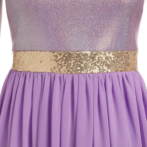 AFAVOM Women's Metallic Sequin Liturgical Dance Dress with Ruffle Overlay