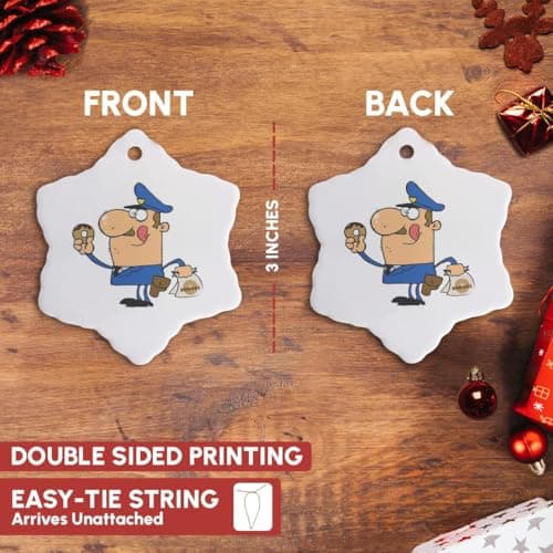 Funny Cop Eating Donuts Snowflake Ornament for Police Officers