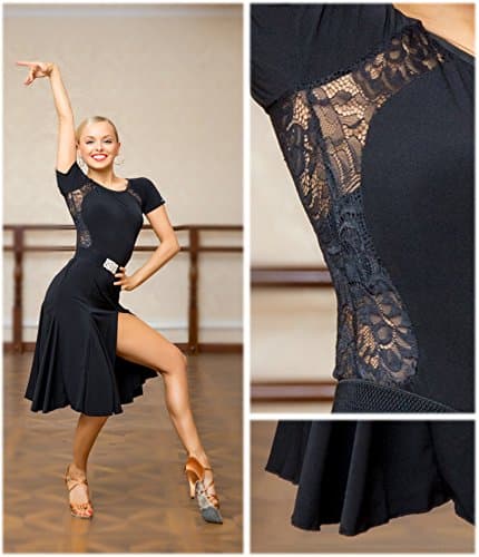 SCGGINTTANZ Superstar Series G3044 Latin Ballroom Dance Professional Lace Sides Split Swing Dress