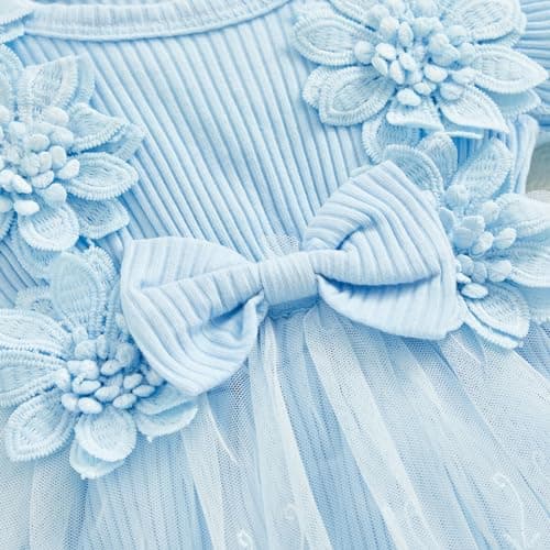 Newborn Baby Girls' 2pc Summer Set: Lace Romper Dress with Bowknot Headband