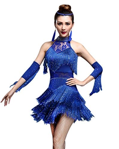 Women's Rhinestone Fringe Flapper Party Dress for Latin Salsa Ballroom Dancing