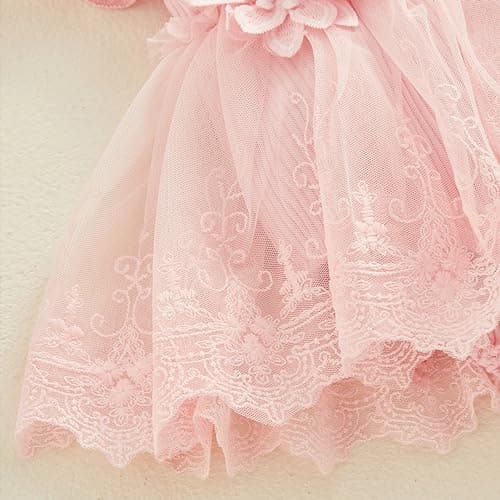 ODASDO Newborn Lace Romper Dress & Bowknot Headband Summer Birthday Outfit