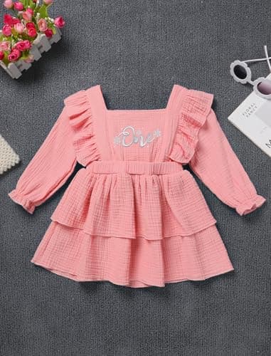 ODASDO Baby Girls Fall Winter Cotton Long Sleeve Tutu Dress for 1st Birthday Photo Shooting
