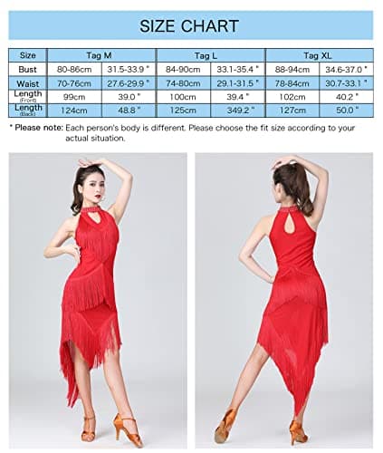 Women's Ballroom Latin Dance Dress with Swallowtail Fringe Skirt