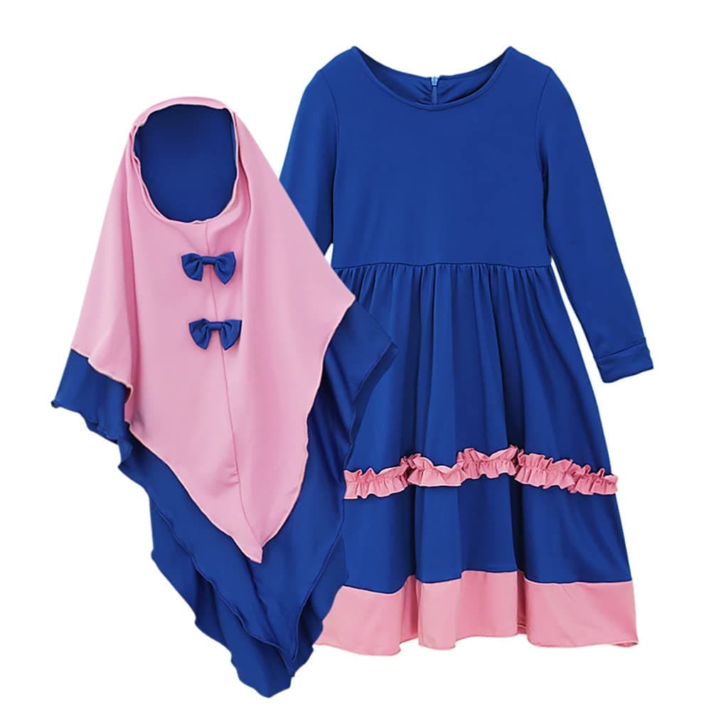 Muslim Girls Abaya with Hijab Set Arabian Robe for Prayer Clothes