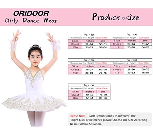 ORIDOOR Girl's Lace Sequin Tutu Skirted Leotard Ballet Costume