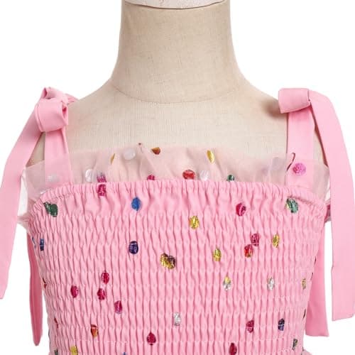 ODASDO Spaghetti Strap Smocked A-line Tutu Dress for Kids