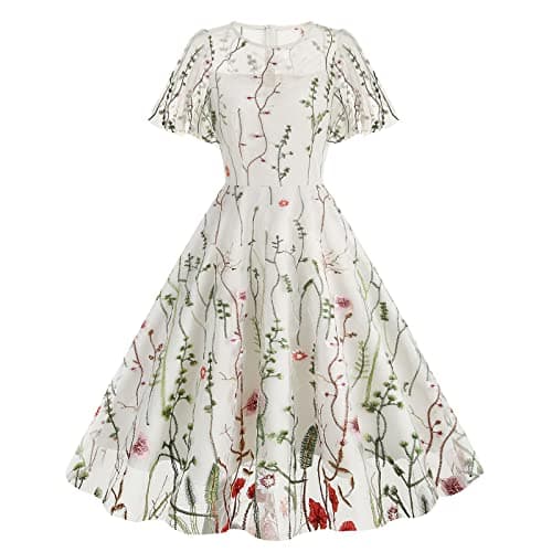 IWEMEK Women's Keyhole Floral Embroidery Cocktail Dress