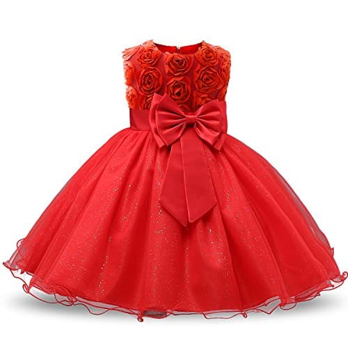 NNJXD Girl 3D Flower Lace Sleeveless Holiday Tutu Dresses